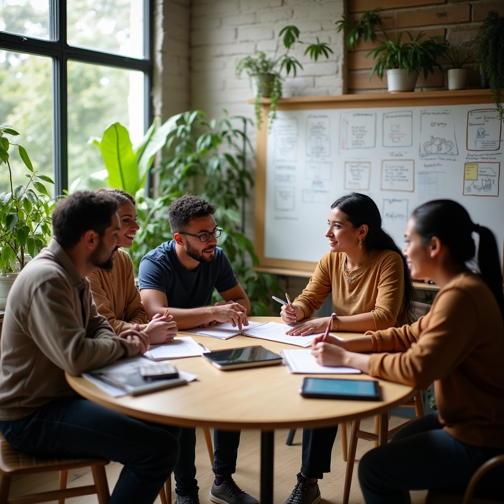 Group workshop for creative professionals learning financial management